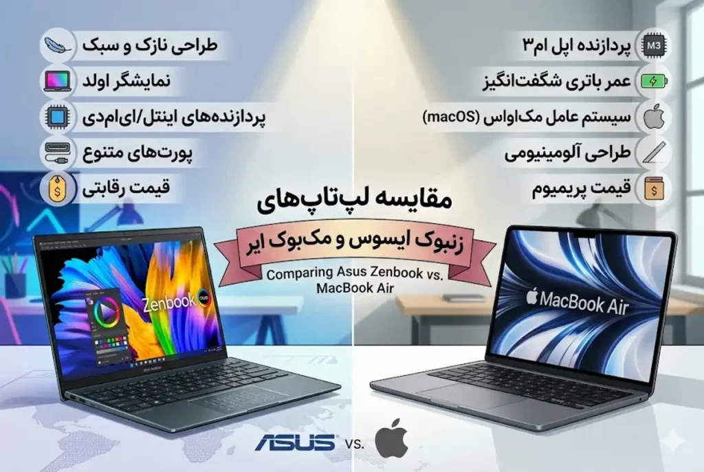 مقایسه لپ تاپ های زنبوک ایسوس و مک بوک ایر